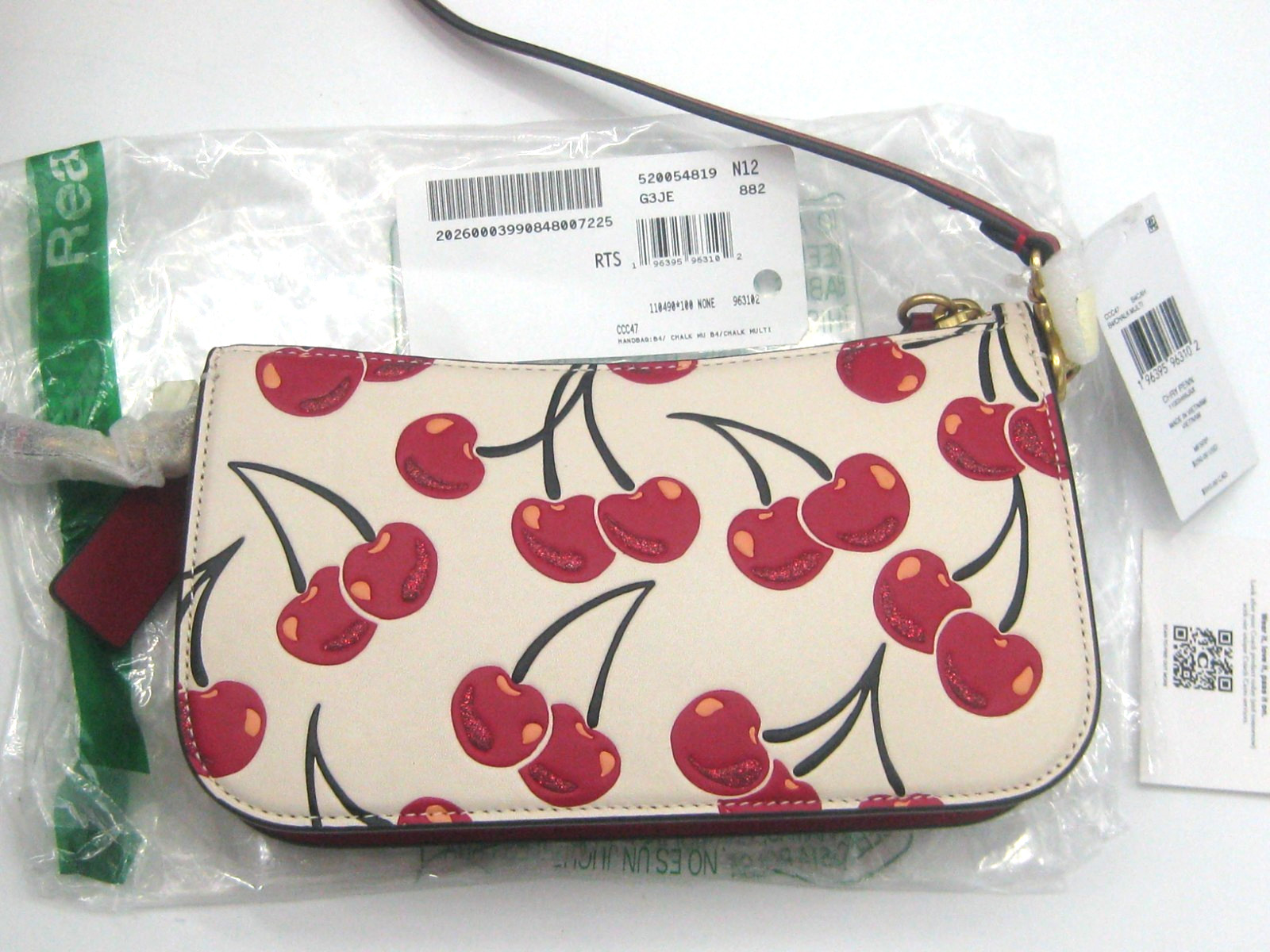 Coach Penn Cherry Print Leather Shoulder Bag in Chalk Multi CCC47 NWT $250