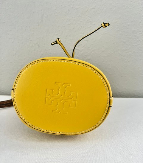 Tory Burch T Monogram Jacquard Yellow Mini Bucket/Shoulder Bag