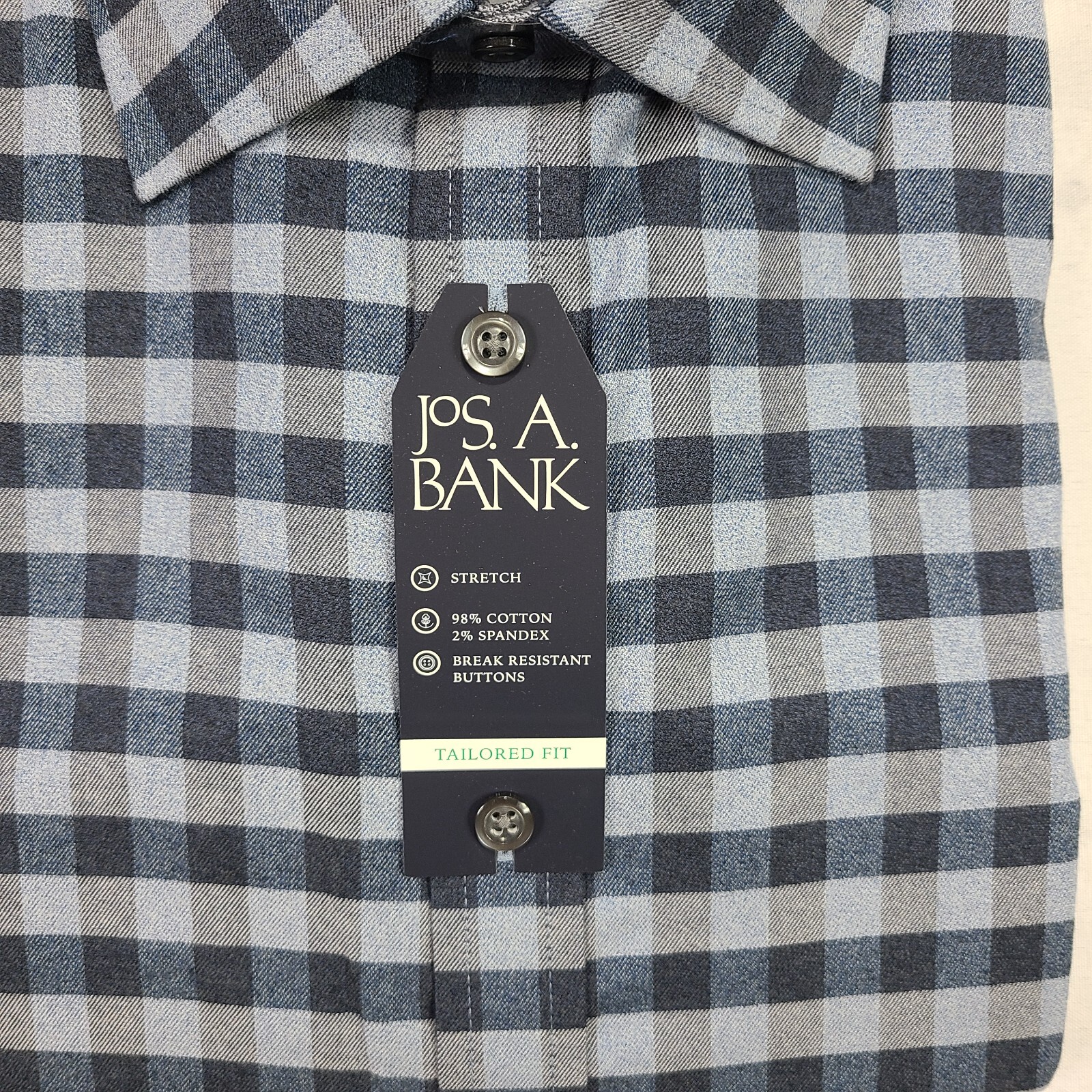 Jos A Bank Long Sleeve Button Down 2XL XXL Blue Shirt Tailored Fit NEW NWT #K57