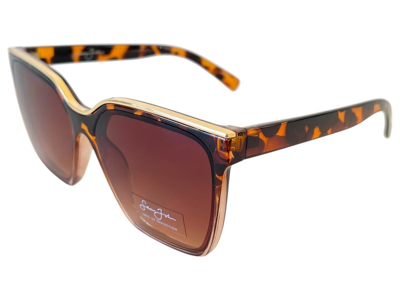Sean John Tortoise & Gold Designer Style Sunglasses Brown Gradient UV Lenses NWT