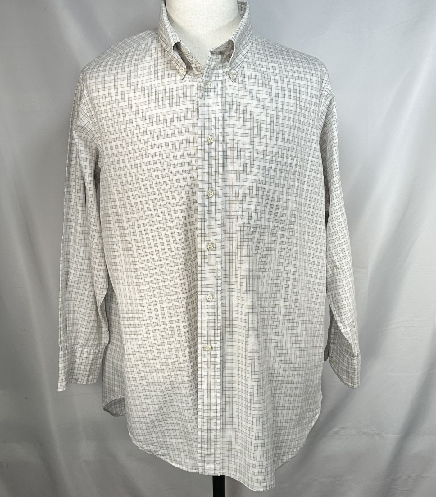 Corporate Image Tom James Check Tailored Oxford Brown Men XL