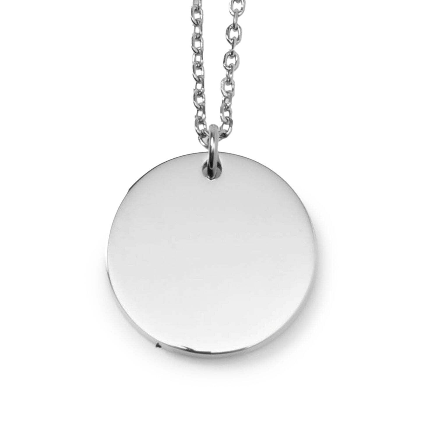 Stainless Steel Engravable Round Pendant Women’s Necklace