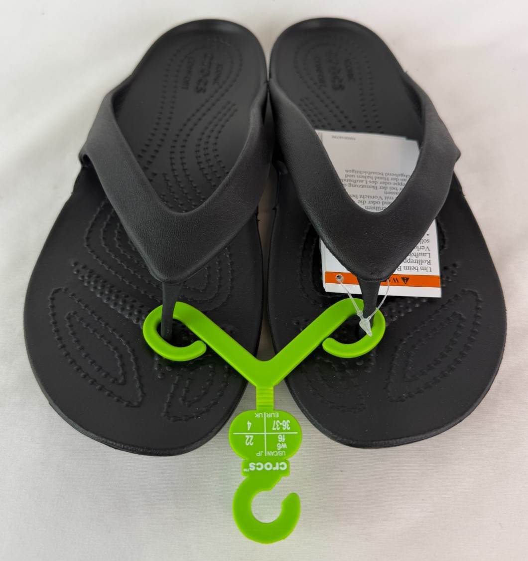 Crocs Kadee II Black Flip Flop Thong Sandals Shoes 202492-001 Women’s Size 6