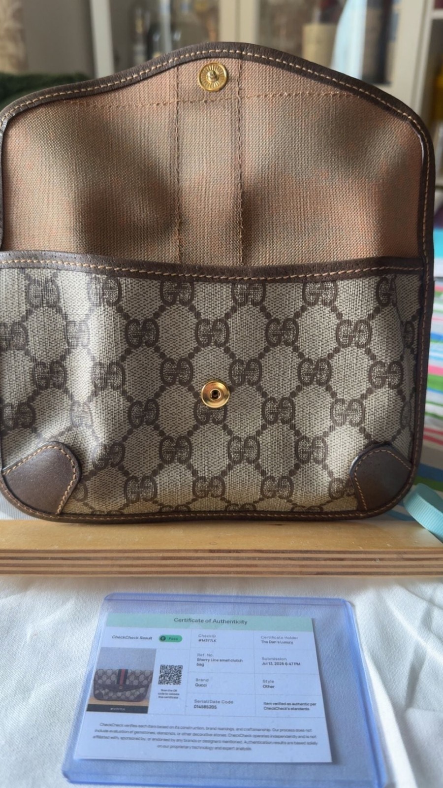 Vintage Gucci Sherry Line GG Monogram Supreme Canvas Small Clutch Bag