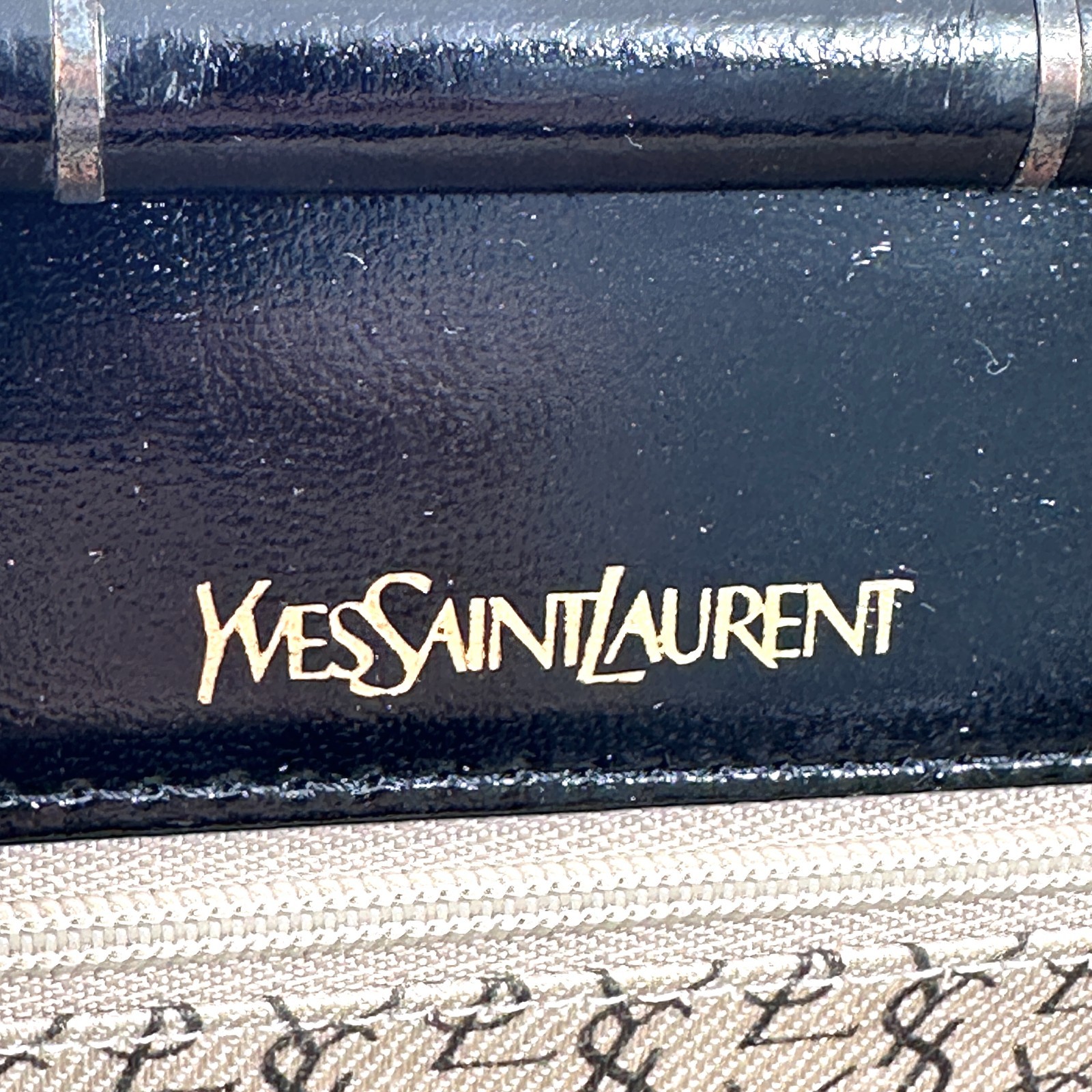 Yves Saint Laurent Black Leather Clutch Bag V stitch YSL Purse Vintage Authentic