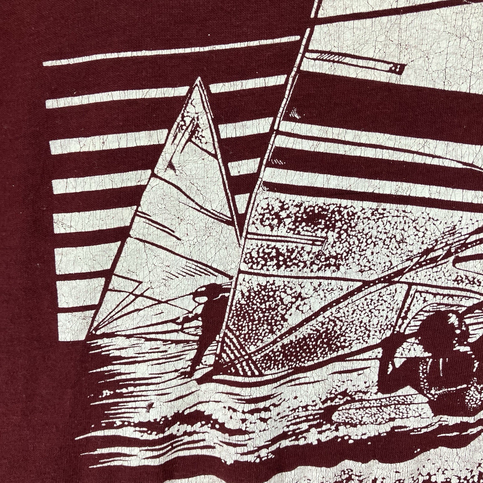 Vintage 1970s San Diego Beach California T Shirt XL Sailboats Sailing Very Thin