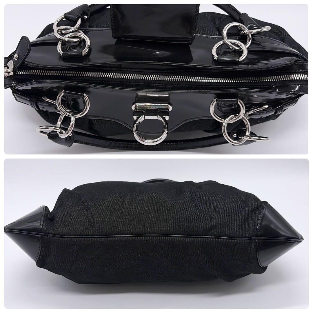 SALVATORE FERRAGAMO Shoulder Bag Marisa Denim Black Authentic From Japan