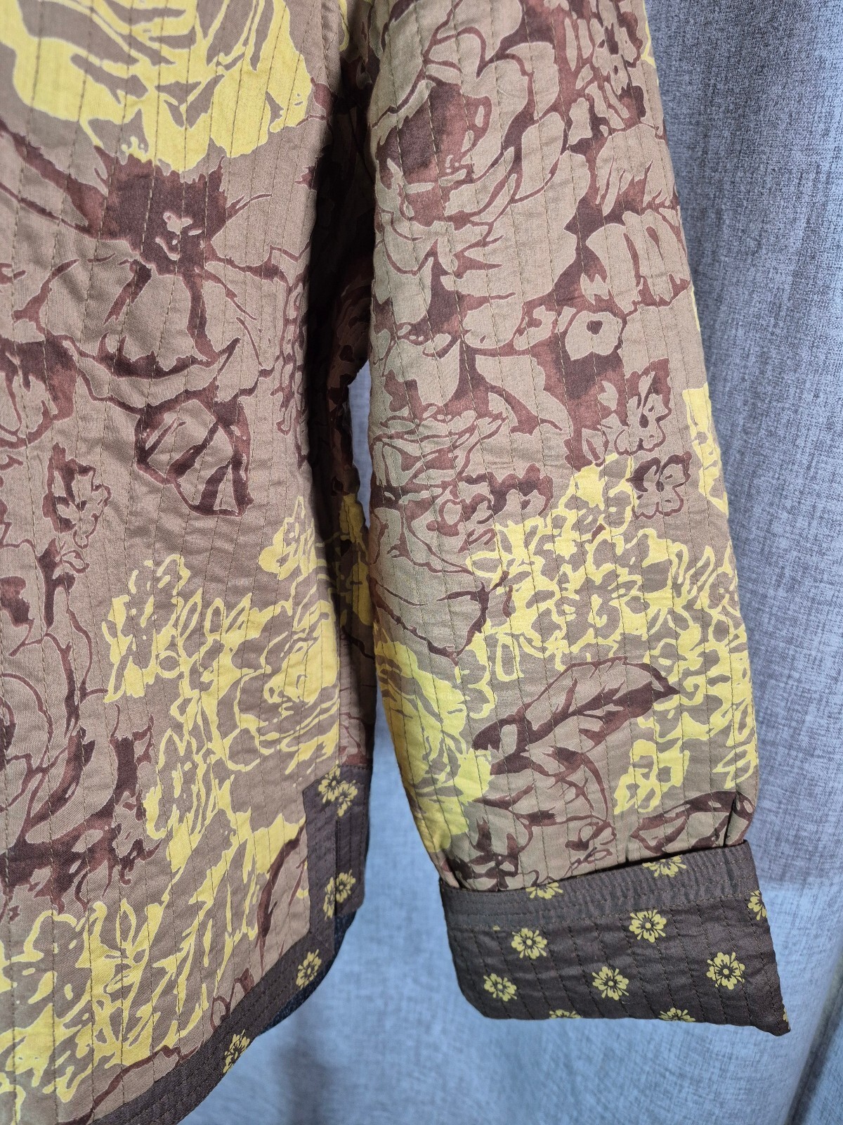 Provence d’Amour Reversible Quilted Floral Jacket Brown Yellow