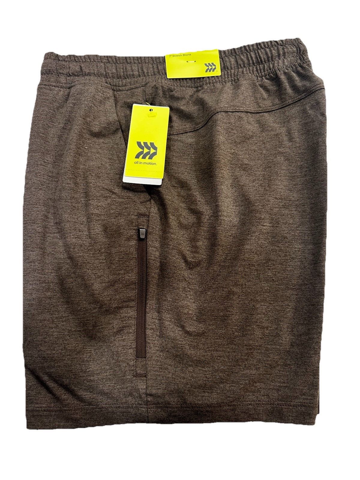 Men’s All In Motion Soft Stretch Shorts Training Athletic Elastic Brown Medium
