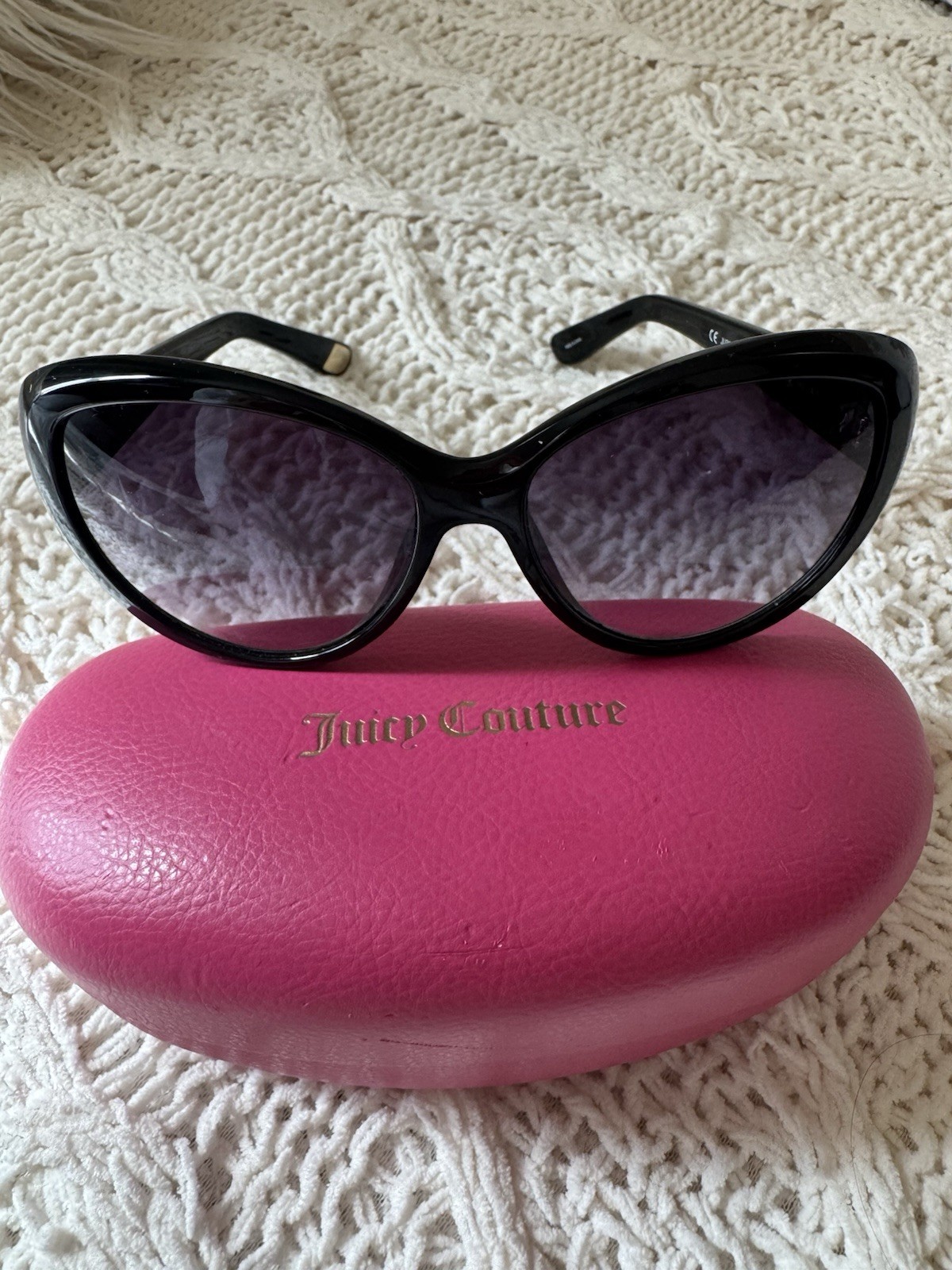Juicy Couture JU3010/S Cat Eye Full Rim Sunglasses Black/Gray Tinted 140mm