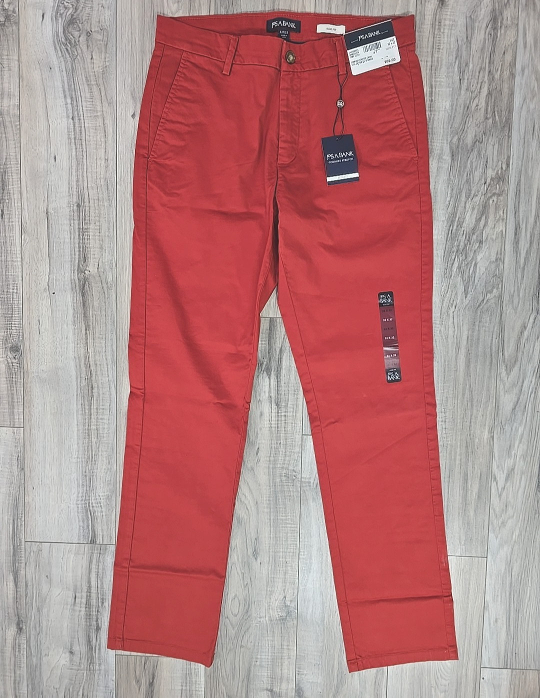 NWT – Jos A Bank Flat Front Slim Fit Rusty Red Comfort Stretch Chinos Pants