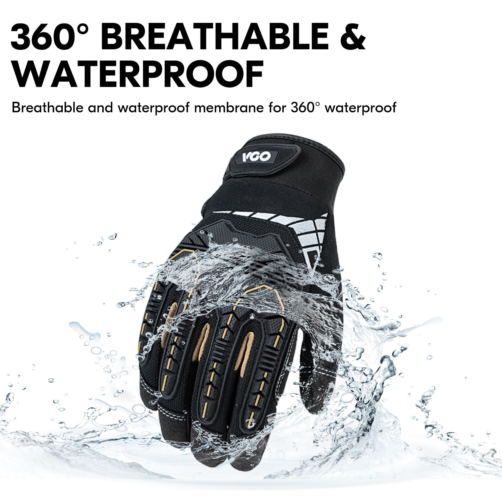 Vgo 1 Pair 32°F Waterproof Heavy-Duty Winter Mechanic Glove w/3M liner(SL8849FW)