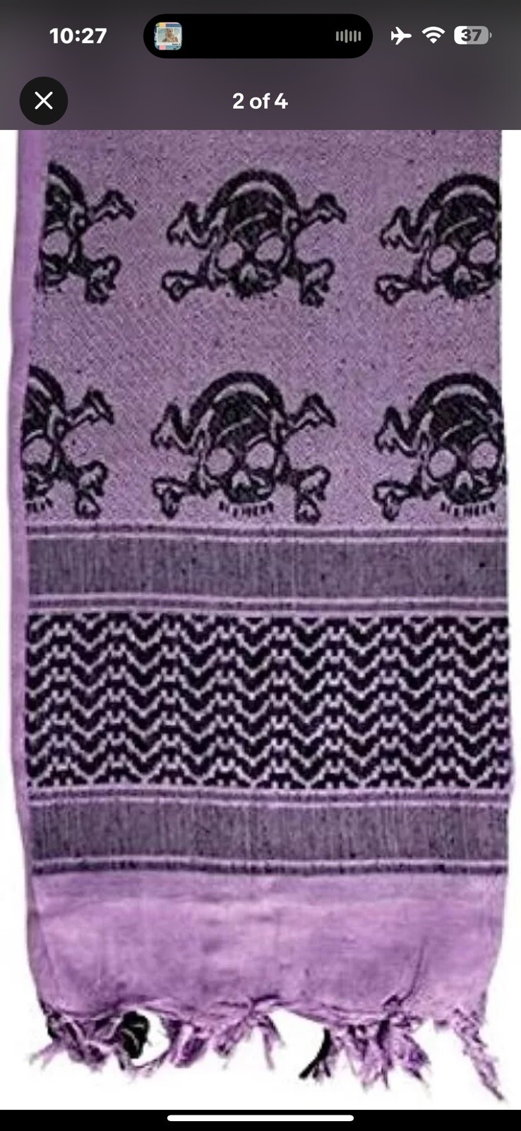 Purple Black Skulls Tactical Shemagh Head Scarf Neck Wrap New 100% Cotton