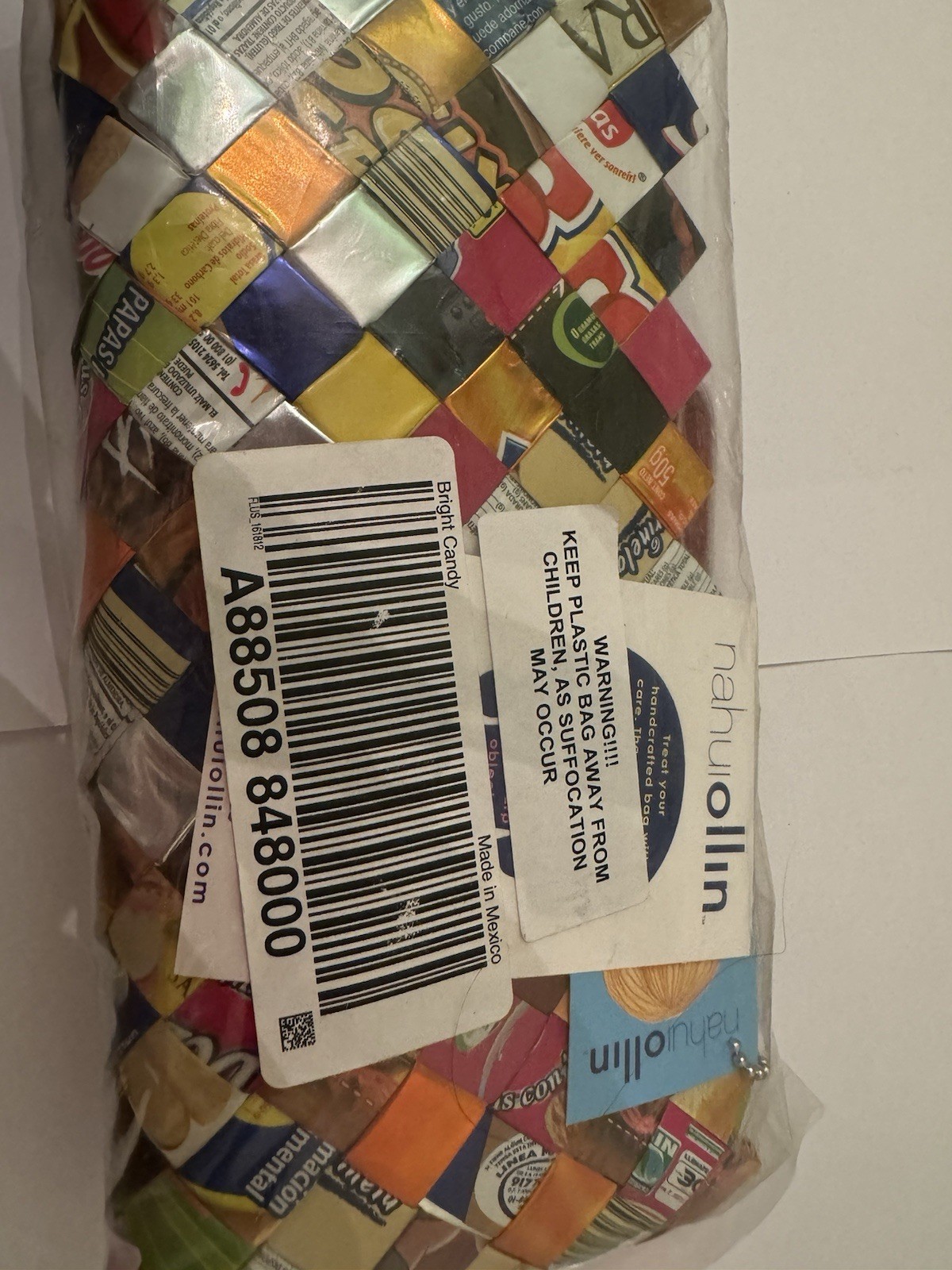 NEW Nahui Ollin Candy Wrapper Purse Woven Recycled EcoBag NWT New Y2K Retro