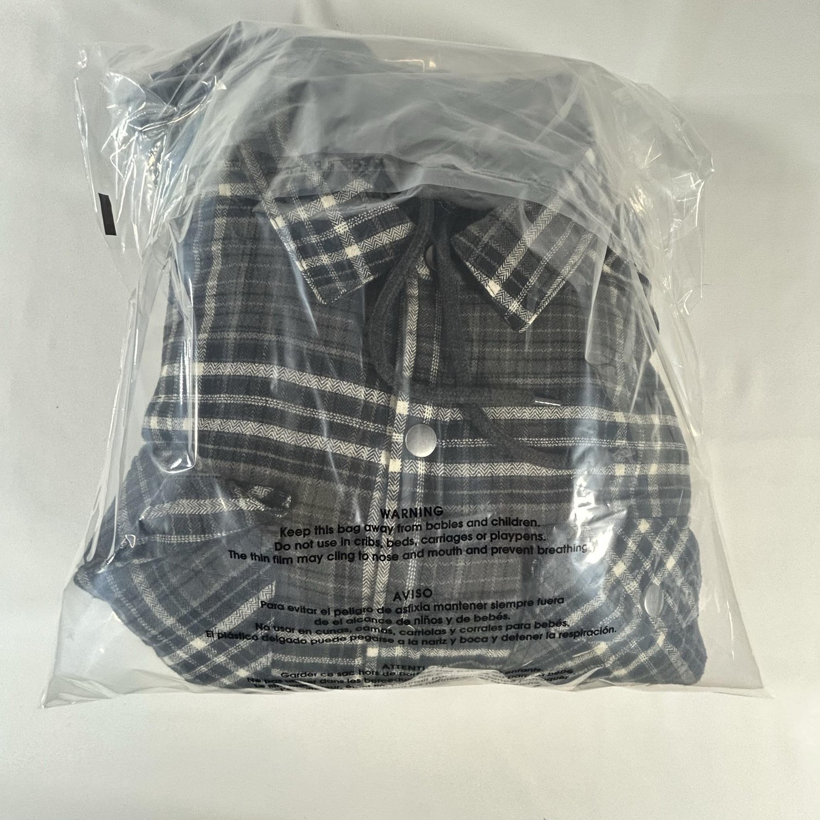 Eddie Bauer Jacket Mens Medium Gray Plaid Quilted Hooded Flannel Lined Coat