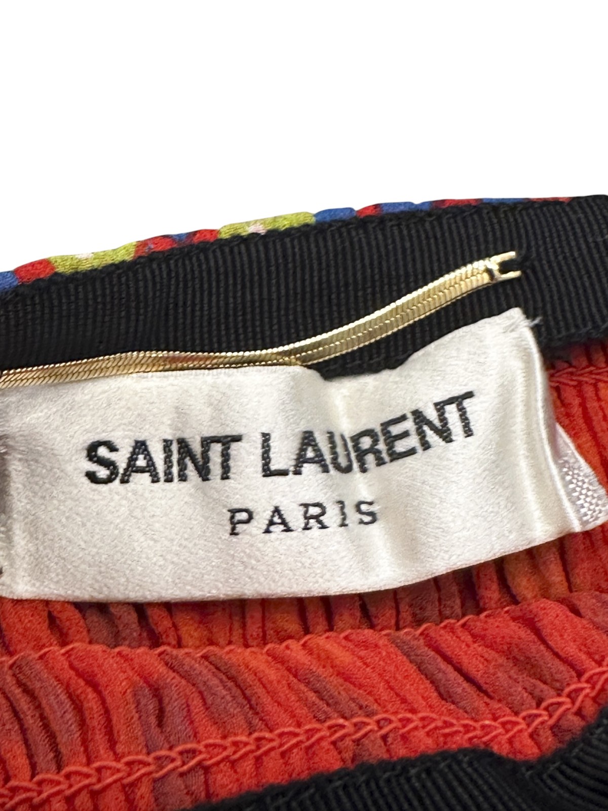 Saint Laurent Floral Silk Smocked Mini Skirt Orange Multicolor EU 36 US 4