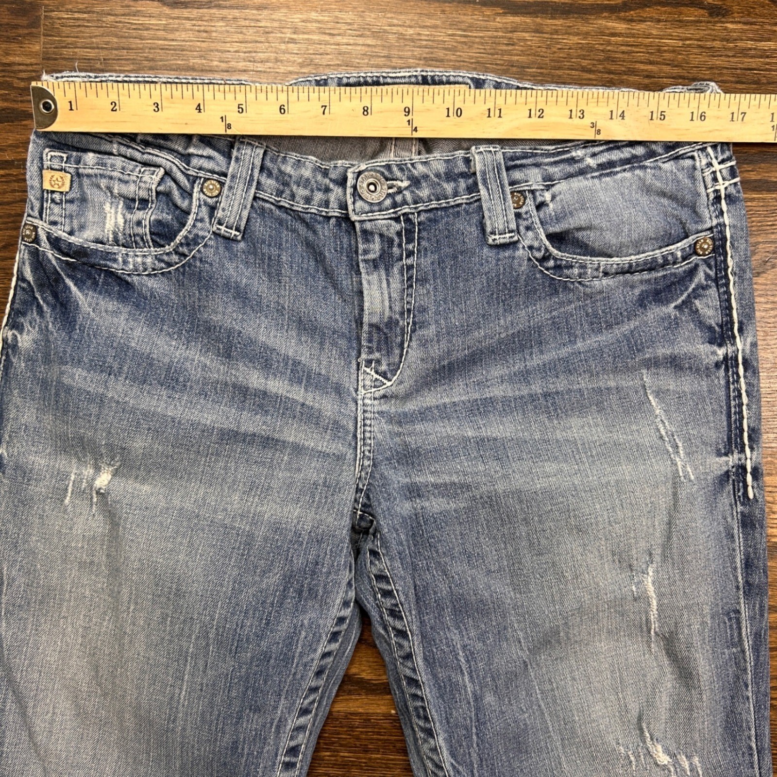 Big Star Maddie Bootcut Jeans Womens 31XL Medium Wash Distressed Western Rodeo