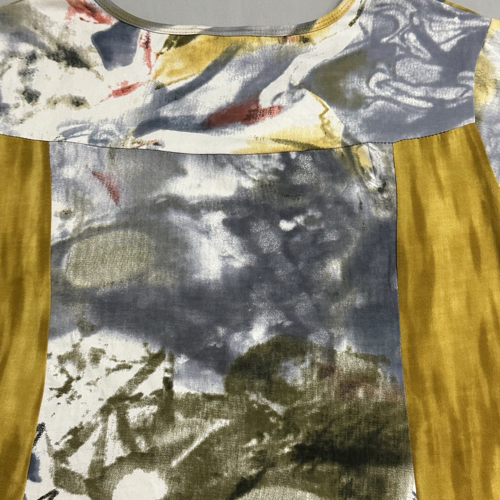 Parsley & Sage Top Womens Small Petite Sp Mixed Print Cotton Stretch India Shirt