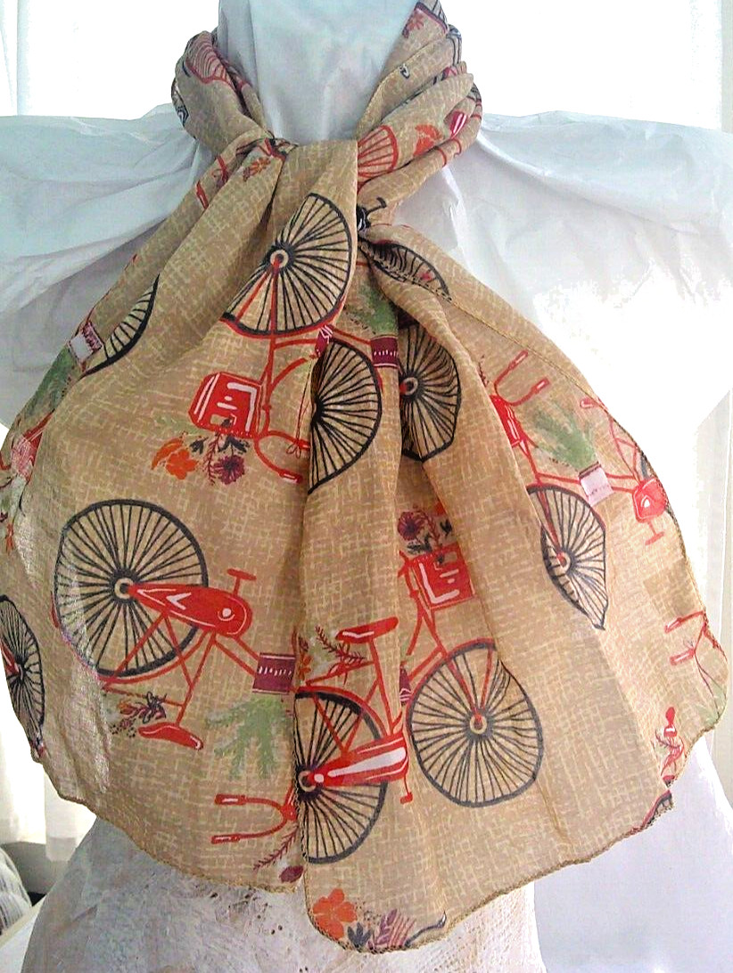 Juncture Bicycle Scarf Multicolored 100% Polyester 60 x 11 Inches New