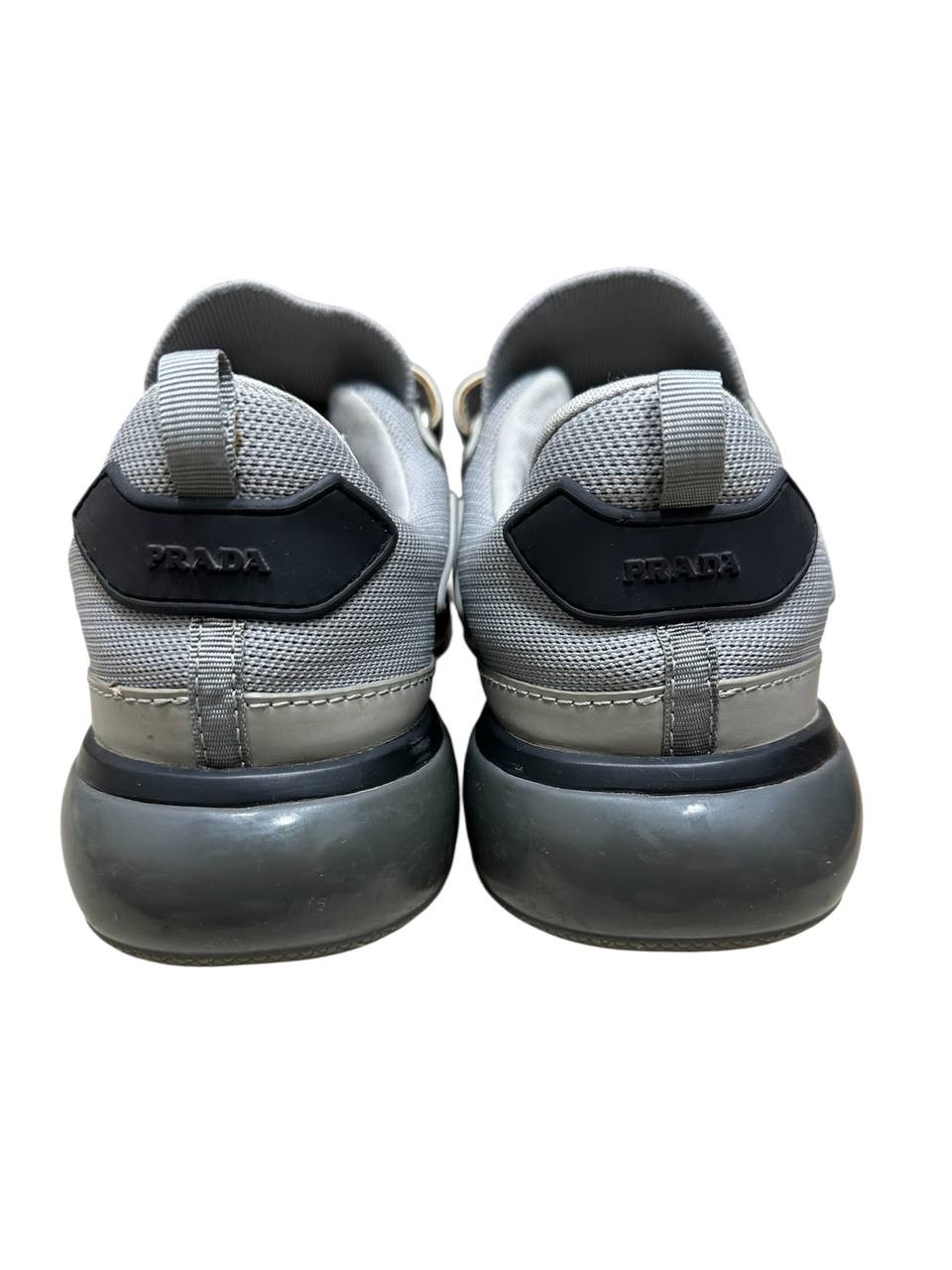 Prada Cloudbust Grey Sneakers Strap Mesh Leather Chunky Sole 25cm UK 6.5