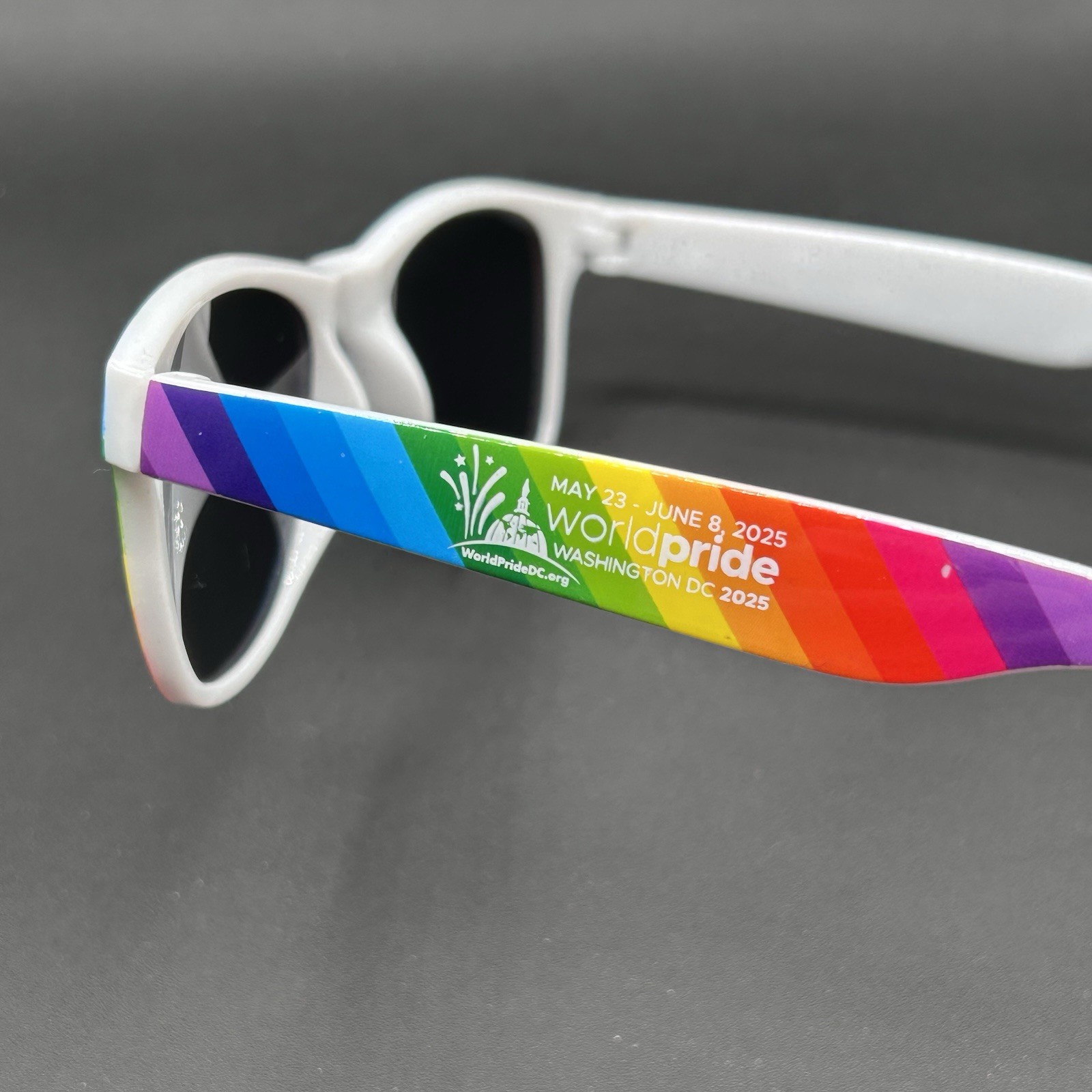 Washington DC World Pride Sunglasses White & ROYGBIV May 23 – June 8 2025 EUC