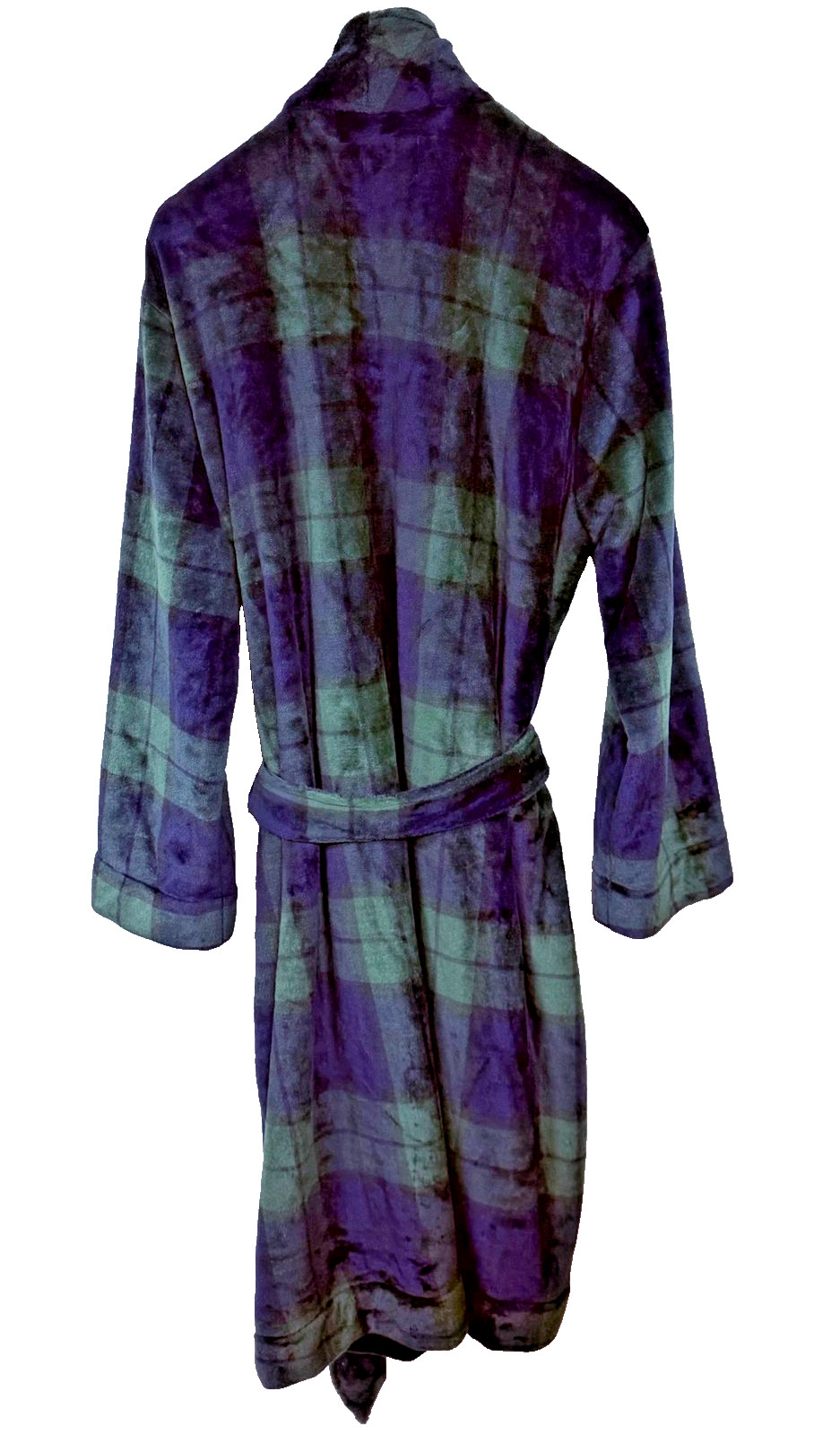 Club Room Plaid Plush Fleece Robe L/XL Navy Hunter Green Cozy Loungewear New