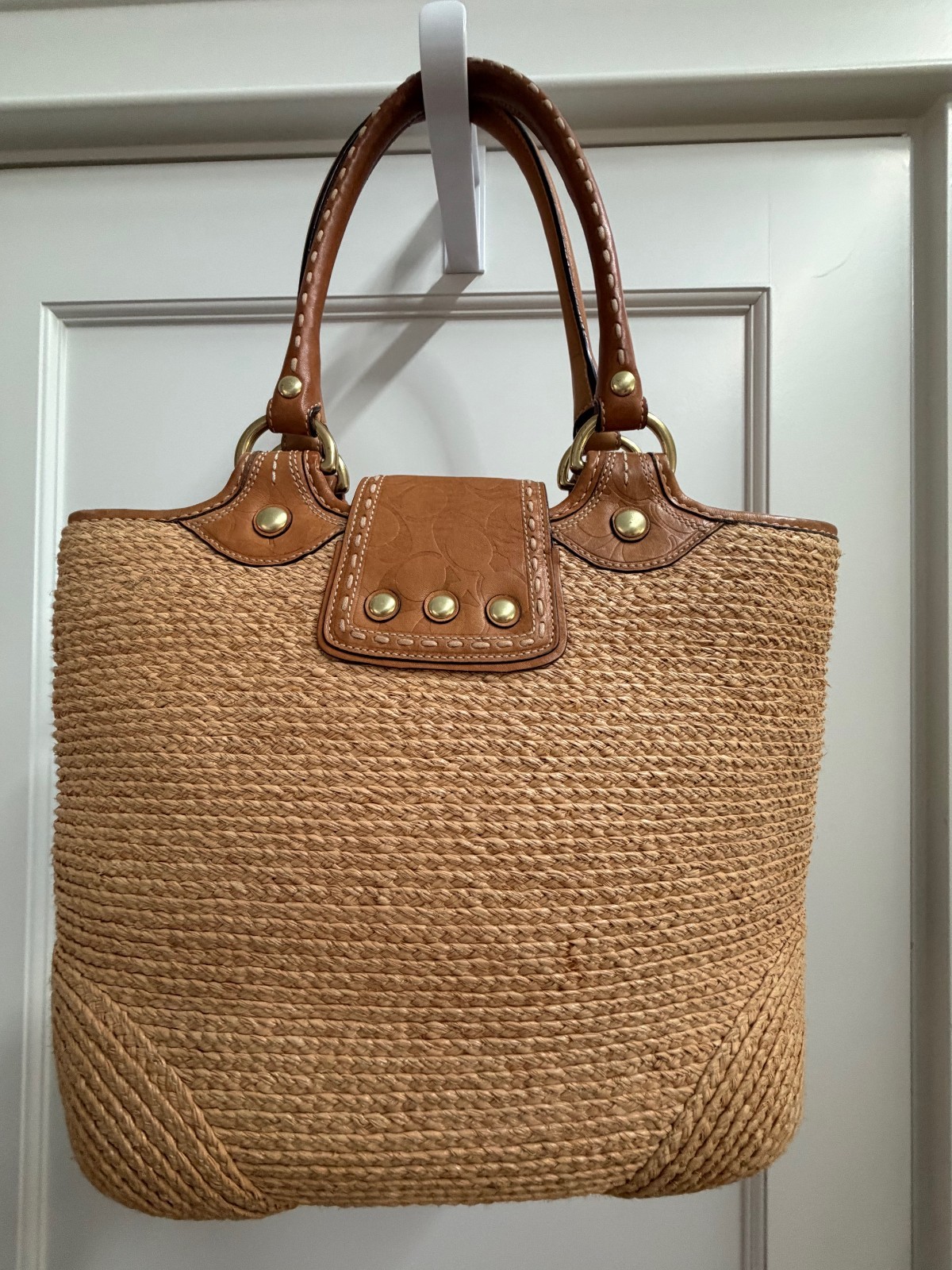 Coach Bleeker Straw Flower Basket Tote Bag Y2K F13373 (Ships from US)
