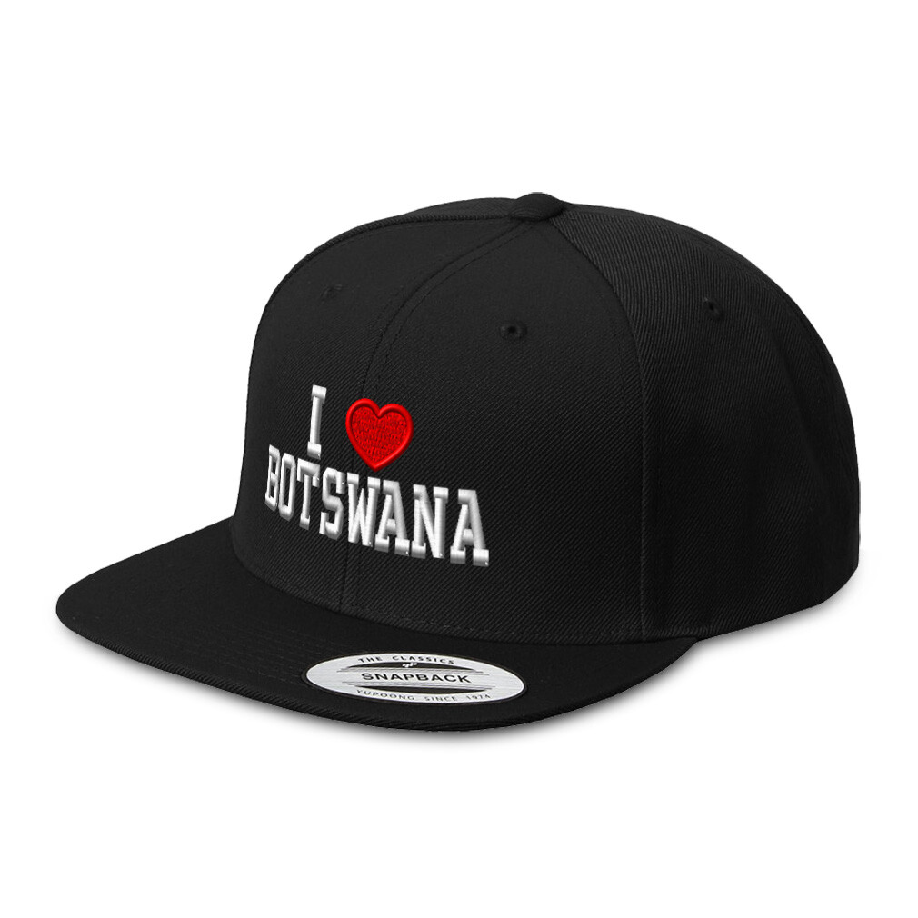 Snapback Hats for Men & Women I Love Botswana Acrylic Flat Bill Baseball Cap