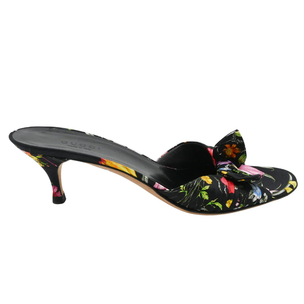GUCCI | Floral Satin Bow Knot Kitten Heels Size 6.5B