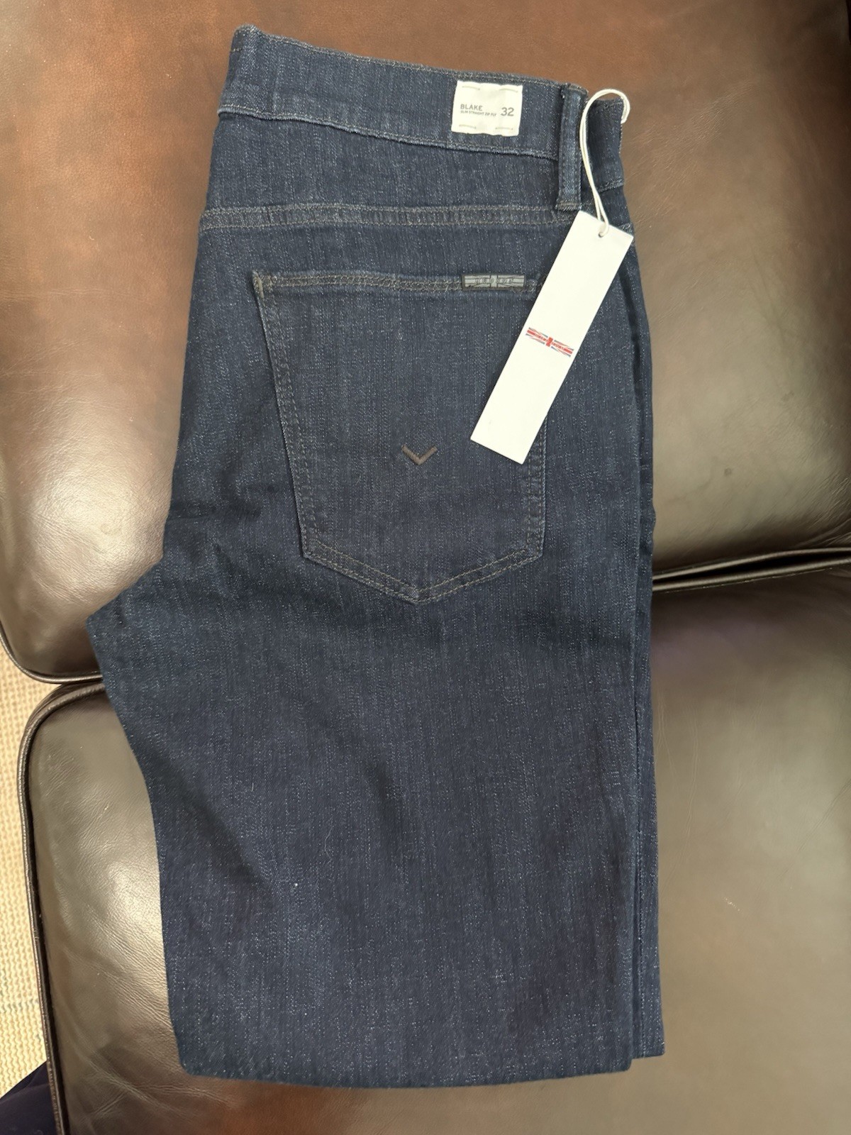 Hudson Men Blake Slim Straight Jeans Size 32 Dark Blue Denim