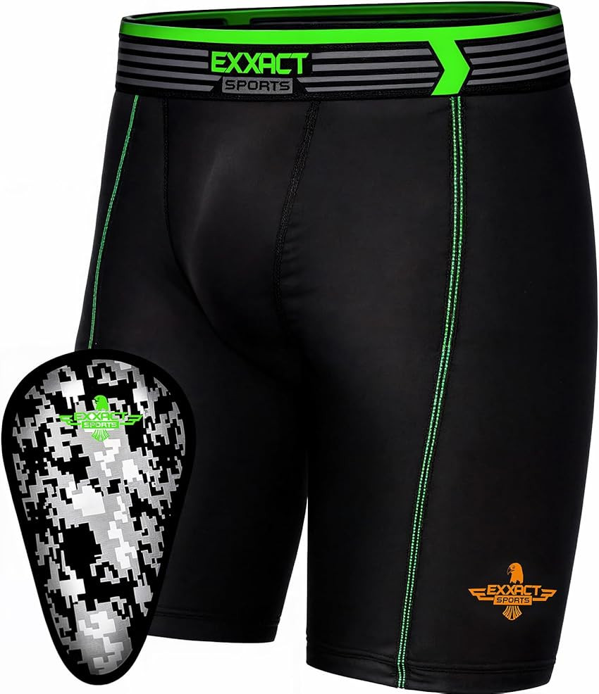 Exxact Sports Youth Compression Shorts with Soft Athletic Cup for Baseball Footb