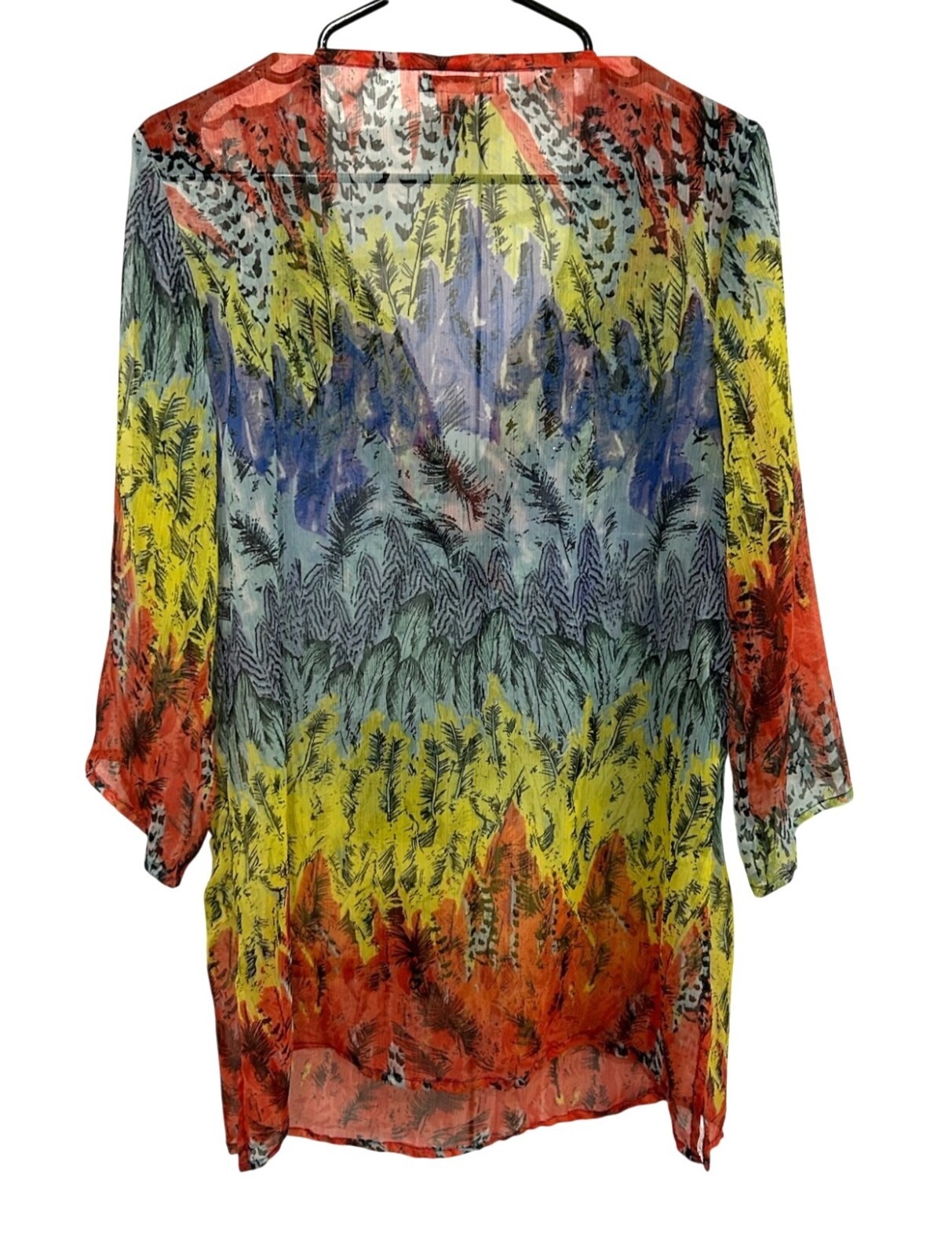 Cute Options Bohemian Multicolor Sheer Tunic Top Sz Large Embellished Beaded