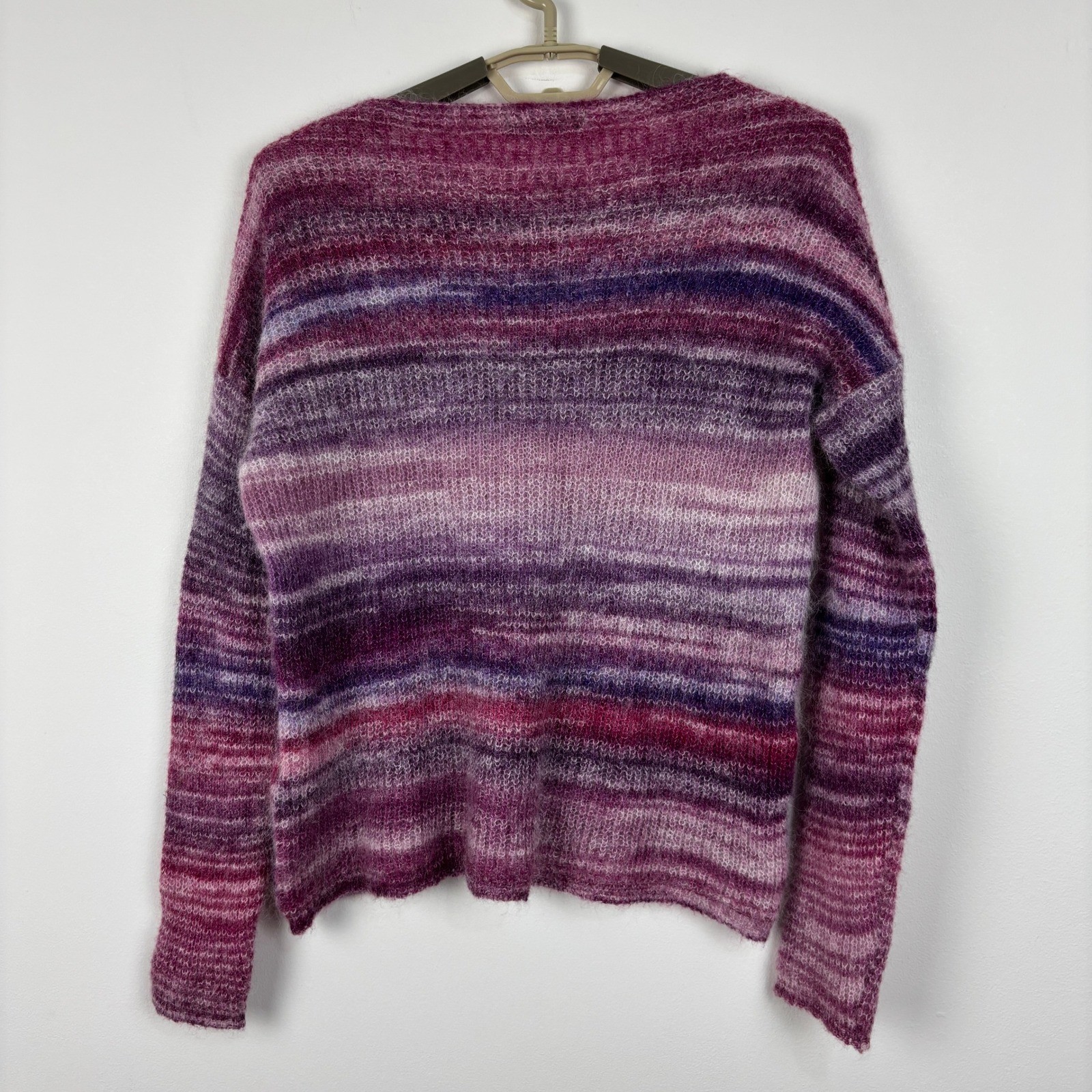 Elsamanda Italy Mohair Alpaca Blend Striped Sweater Purple Pink Ombre Small