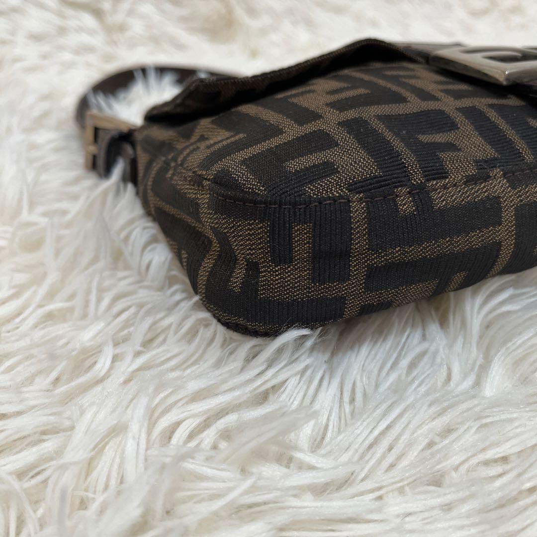FENDI Mamma Bucket Zucca FF Canvas Leather Shoulder Bag Brown Pre-Owned Women