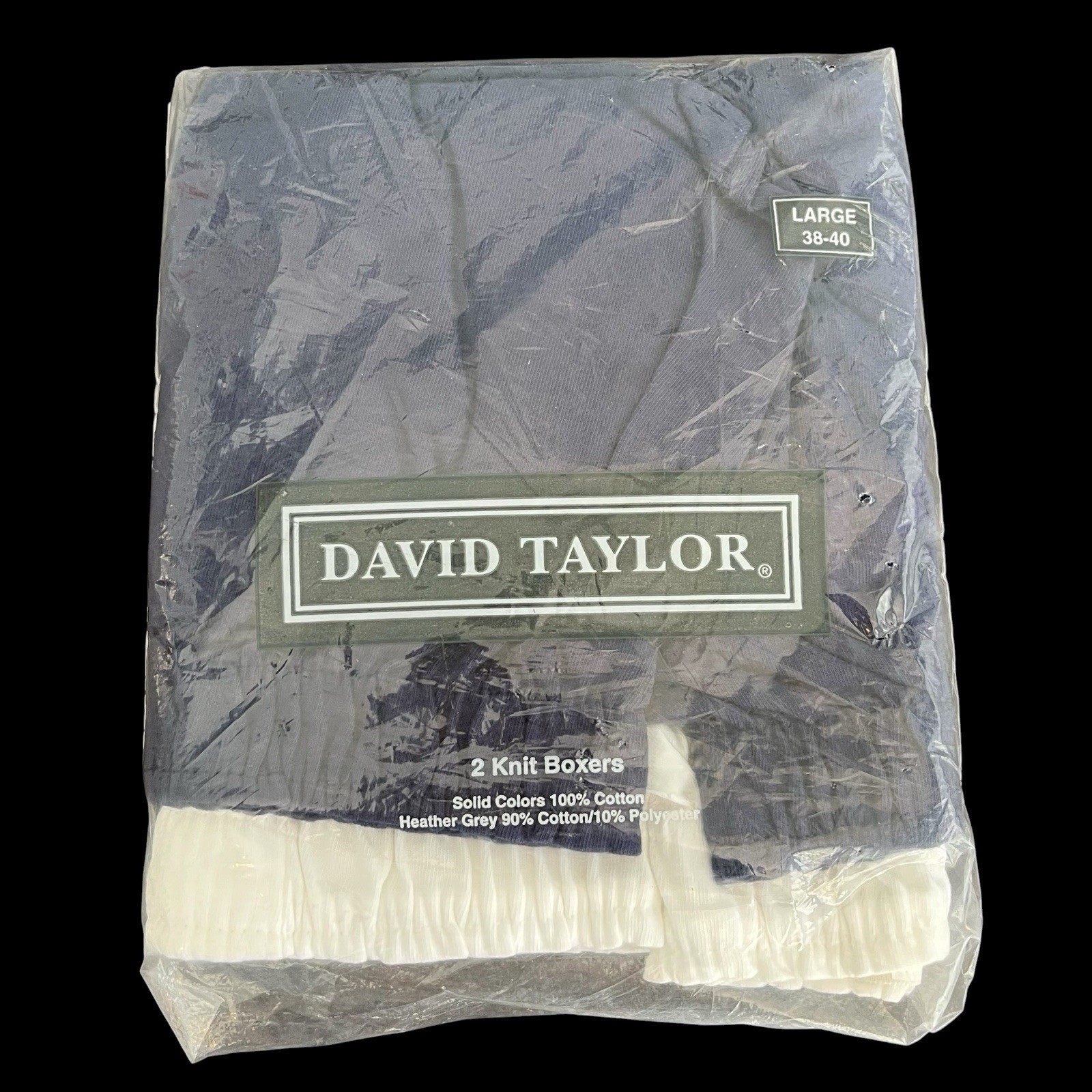Vintage David Taylor Cotton Men’s Boxers Sz Large White/Blue 2 Pair Button Fly