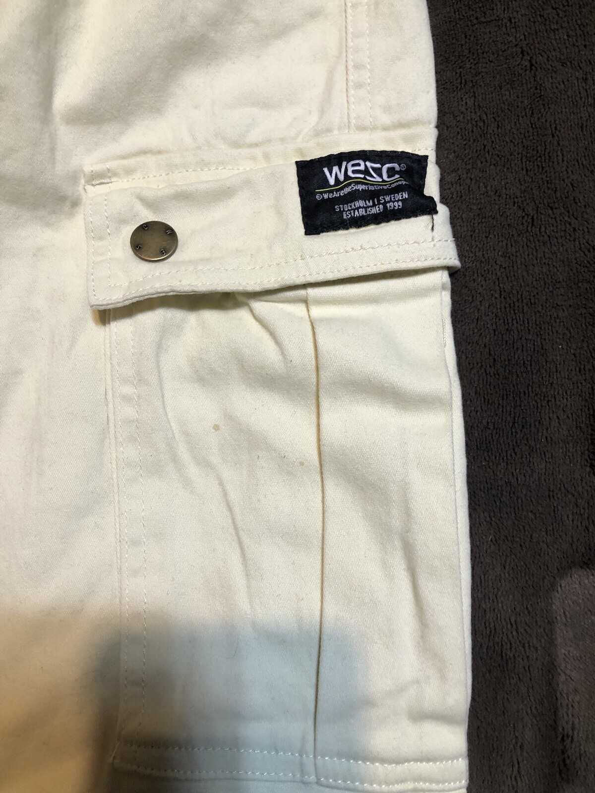 Wesc Cream Unisex Cotton Elastane Cargo Jogger Sizes Men L Women XL