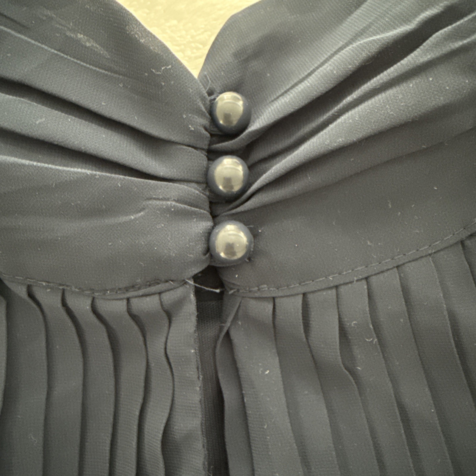 H&M High Neck Navy Pleated Swing Lined Sleeveless Tank Blouse Size 6