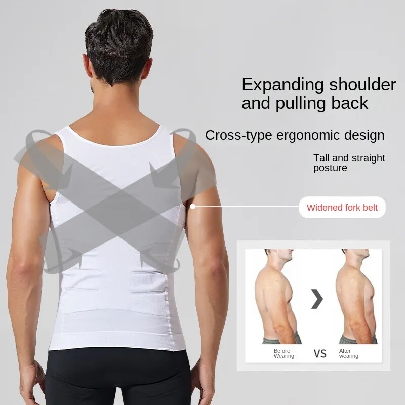 Men Gynecomastia Compression Undershirt Body Shaper Slimming Belly Vest Tank Top