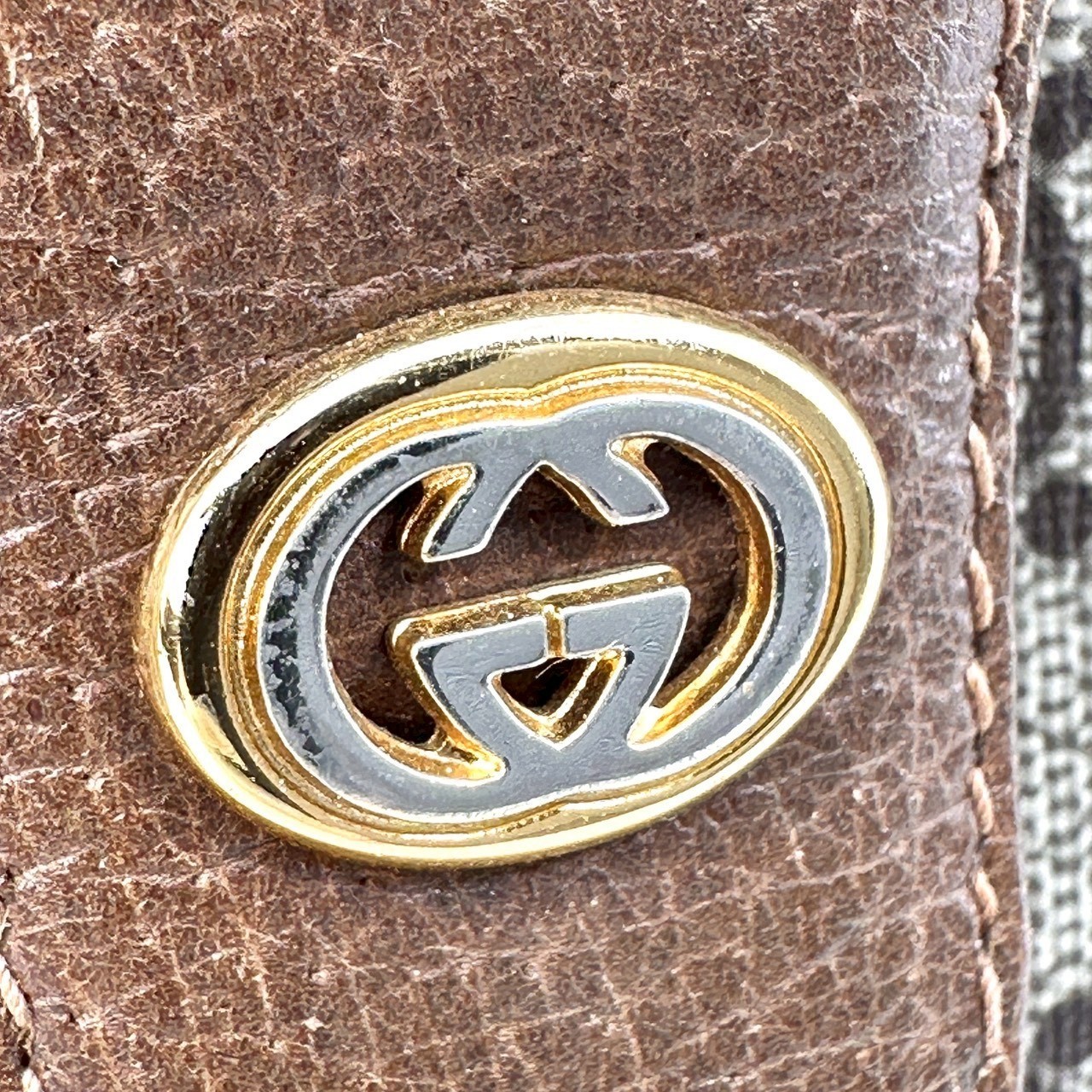 Vintage GUCCI Shoulder Bag Sherry Line PVC Leather GG Beige Authentic
