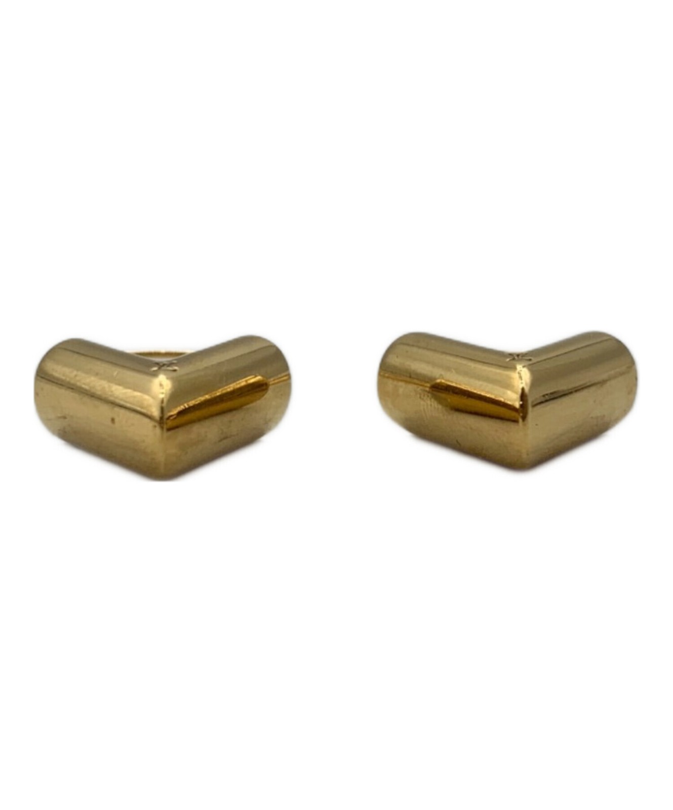 Louis Vuitton Earrings Authentic Essential V Gold M61088 1.6cm 1.3cm 3.5cm