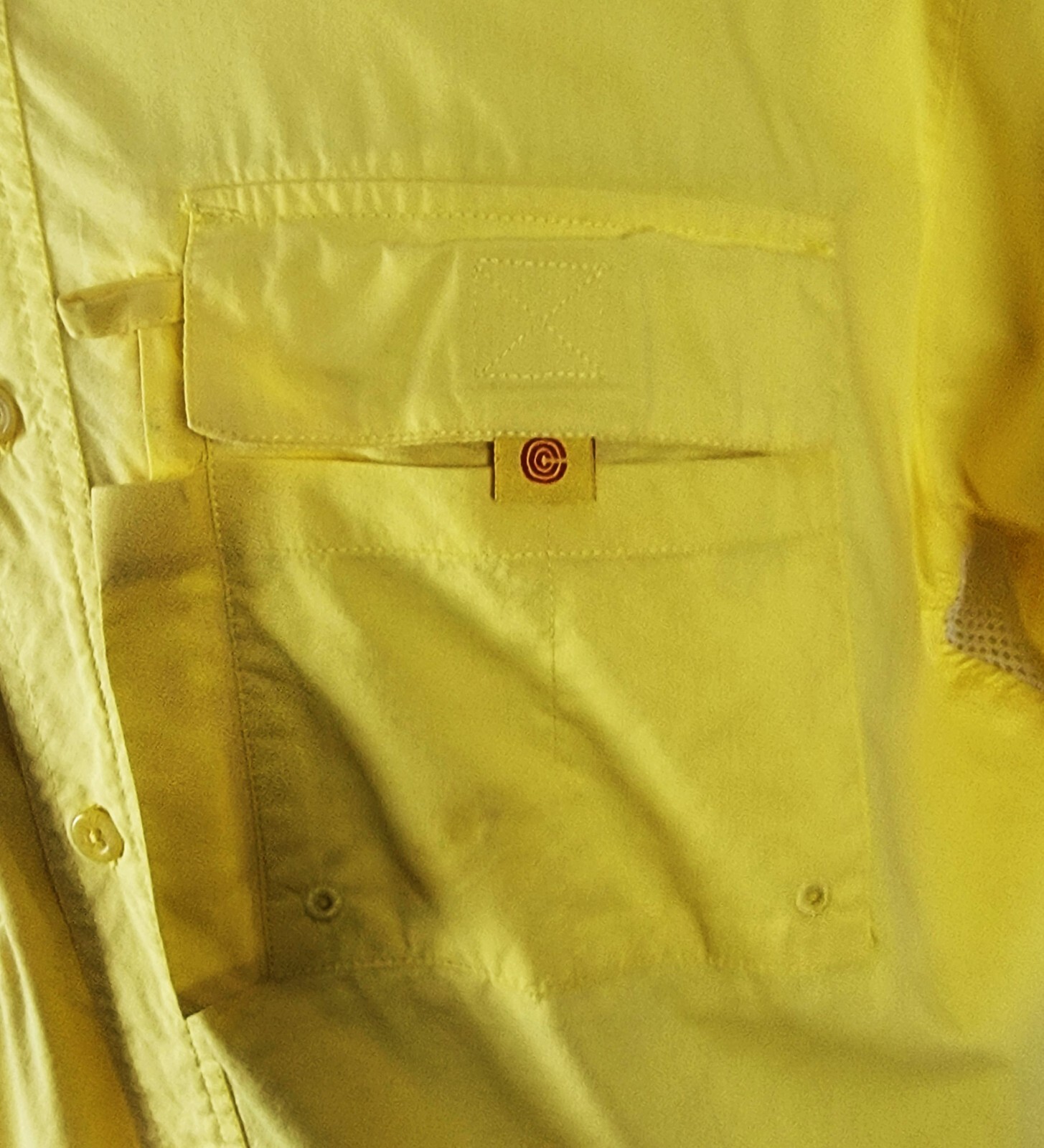 Crew Tech Yellow Nanotex UPF 40 Button Front Shirt Men’s Size Large