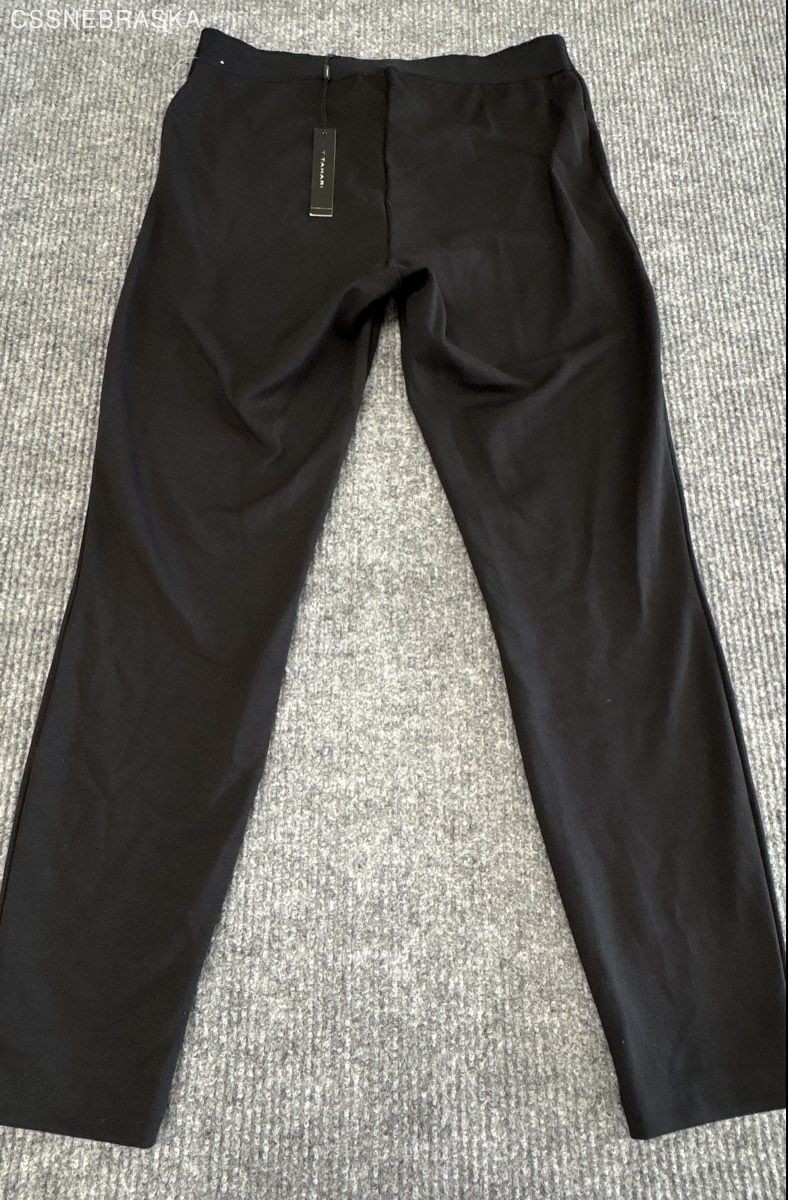 T Tahari Women’s Brina Pant Black Side Zip Stretch Slim Leg Sz L NWT