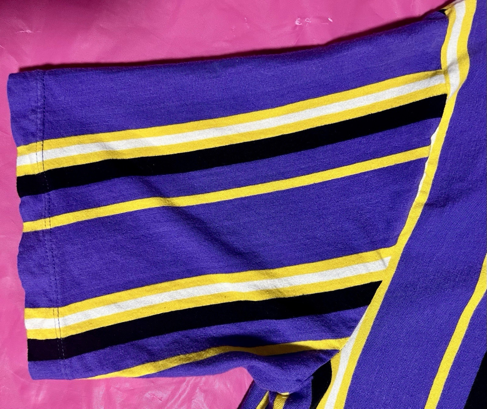 Clout Hooded Tshirt Medium Short Sleeve Purple Yellow Striped Vox Populi