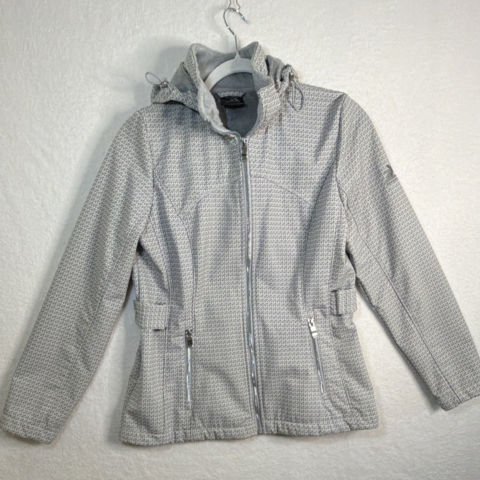 ZeroXposur Women’s Gray Softshell Hooded Full Zip Lined Pockets Jacket S/CH