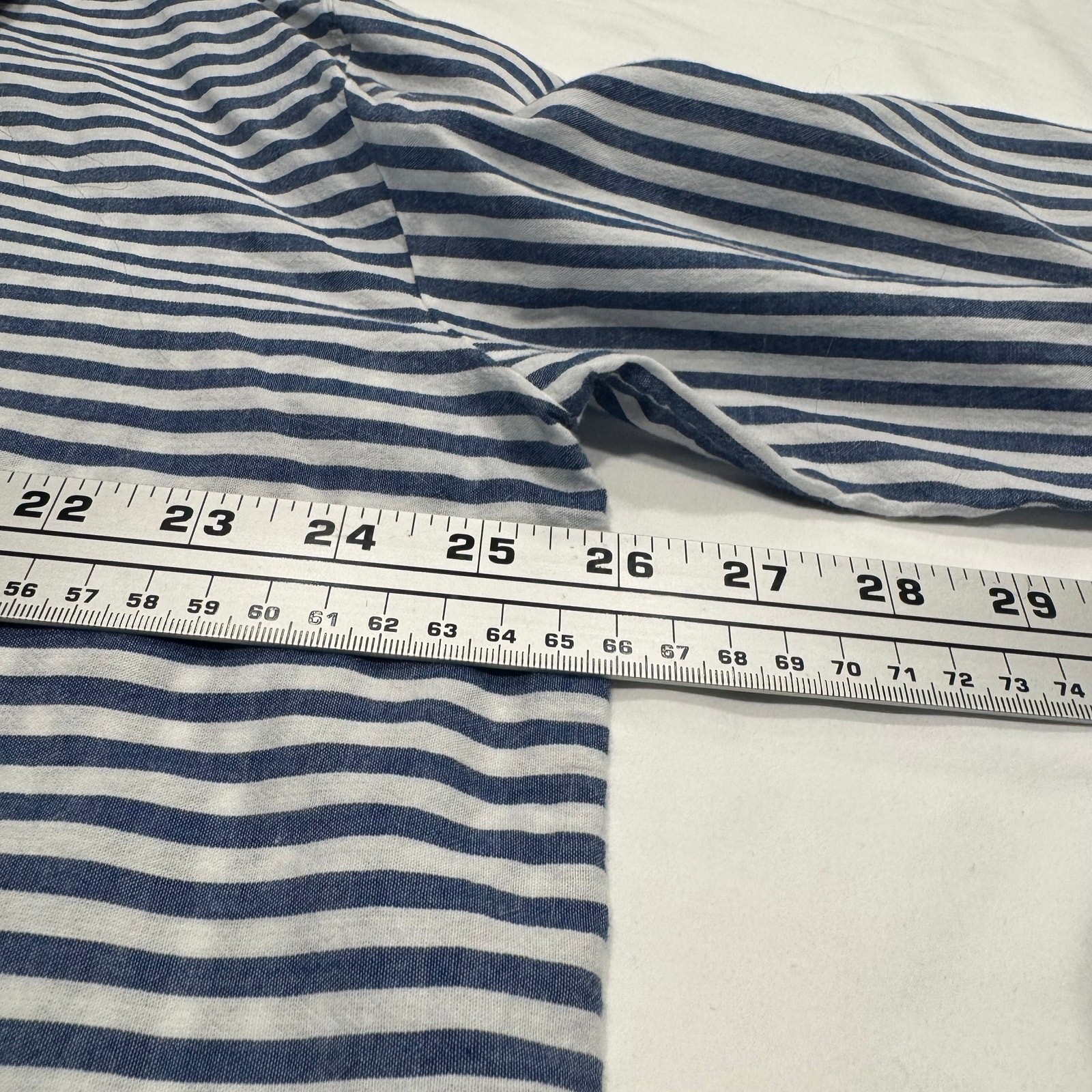 Elizabeth and James Stripe Button Up Shirt Size XL Blue White Long Sleeve Blouse