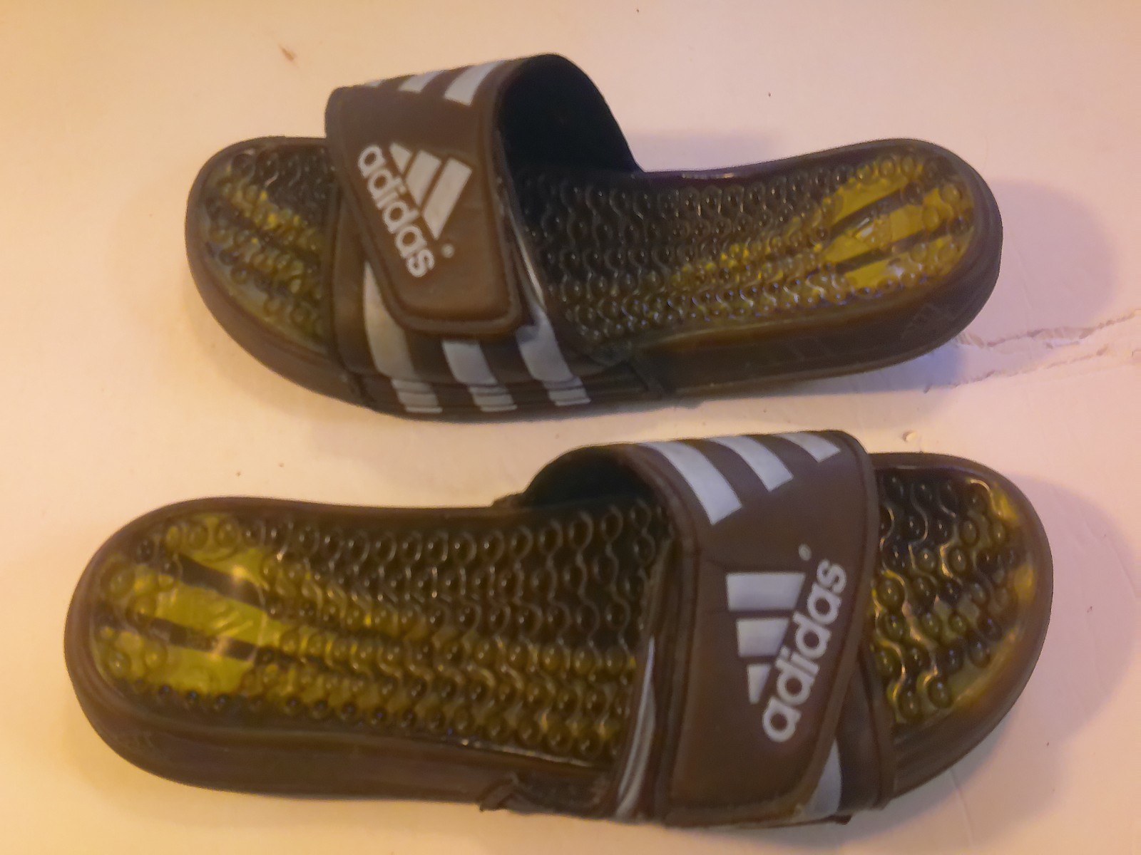 Adidas Men’s Size 9 Comfort Slide Sandals Brown And Blue