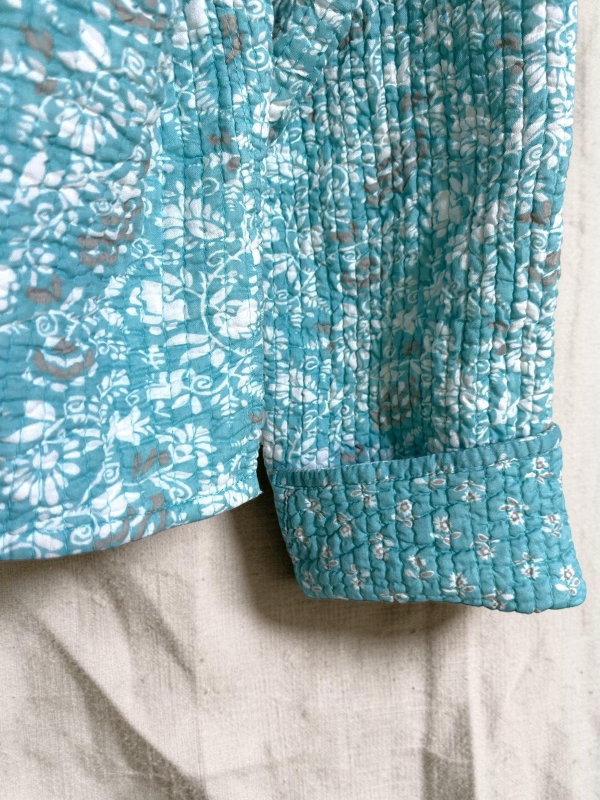 Orvis Jacket Womens Reversible Quilted Boho Button Front Vtg Floral Cotton Sz L