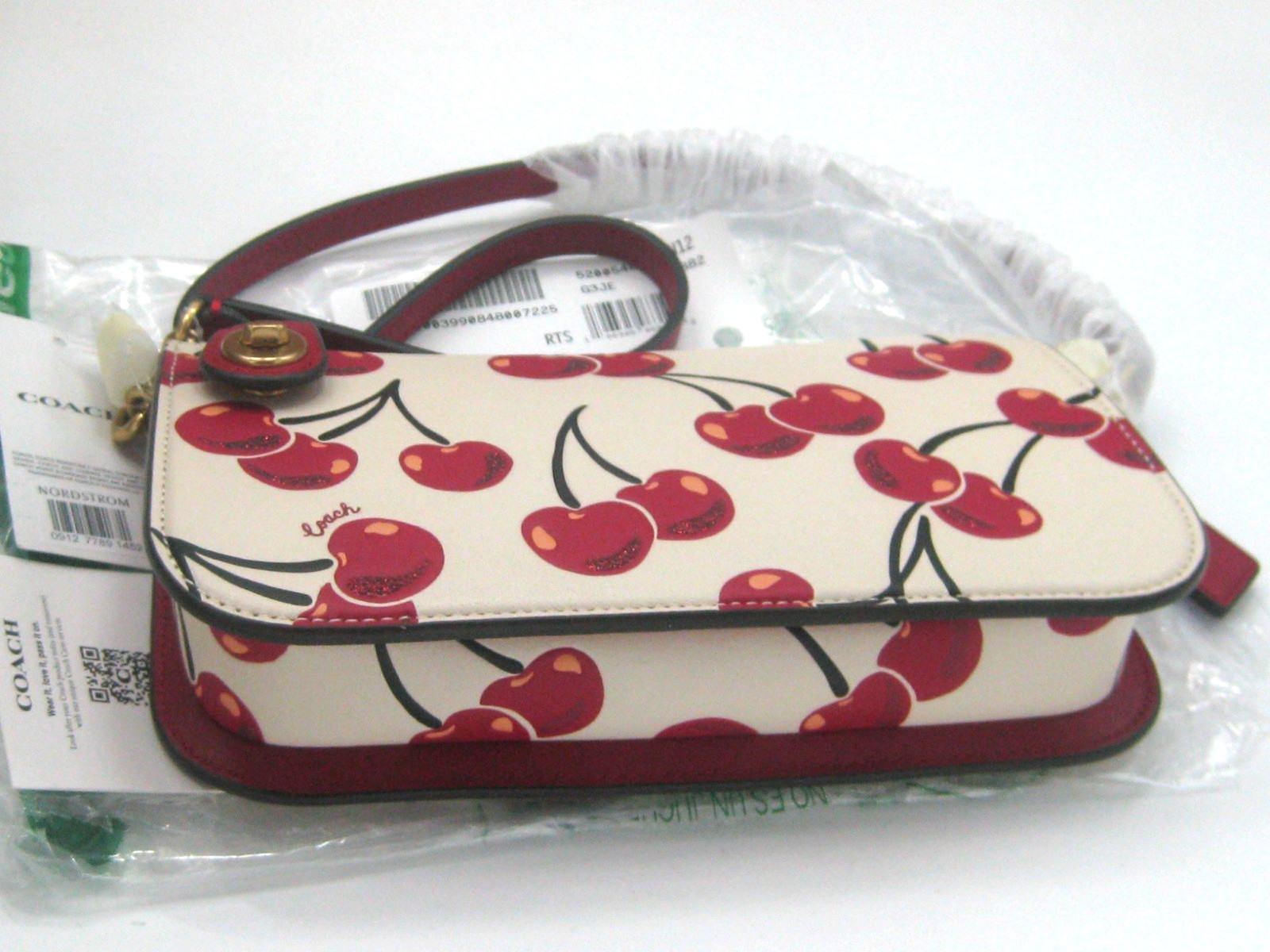 Coach Penn Cherry Print Leather Shoulder Bag in Chalk Multi CCC47 NWT $250