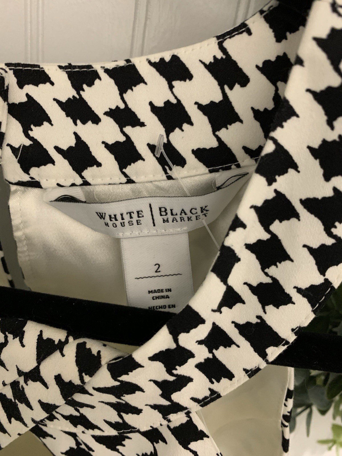 White House Black Market Halter Top Houndstooth 2 NWT Blk/ White