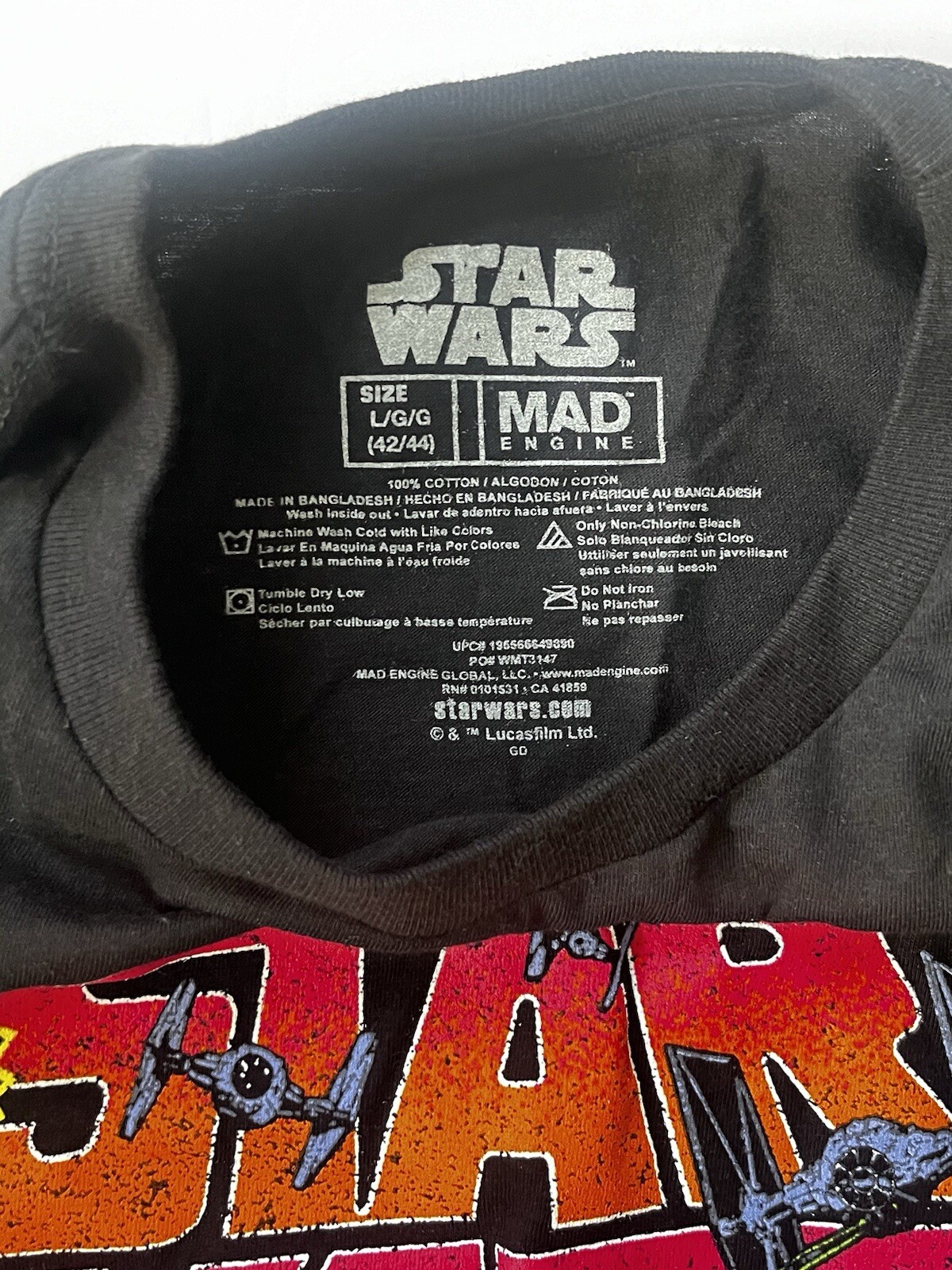 New Mens Mad Engine Star Wars Star Duel Graphic T-Shirt Sz L NWT Cotton Black
